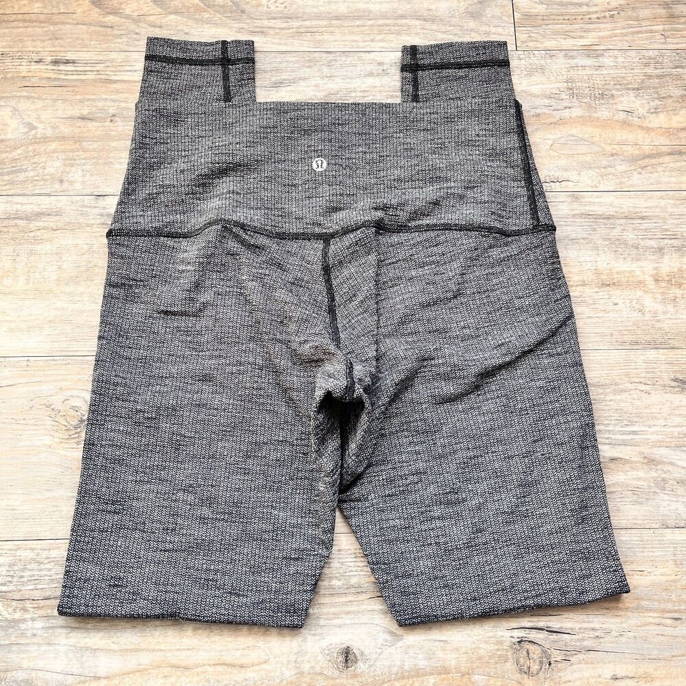 Lululemon Wunder Under Hi-Rise Luon Variegated Knit Black Size 10 Gray 29 Inseam